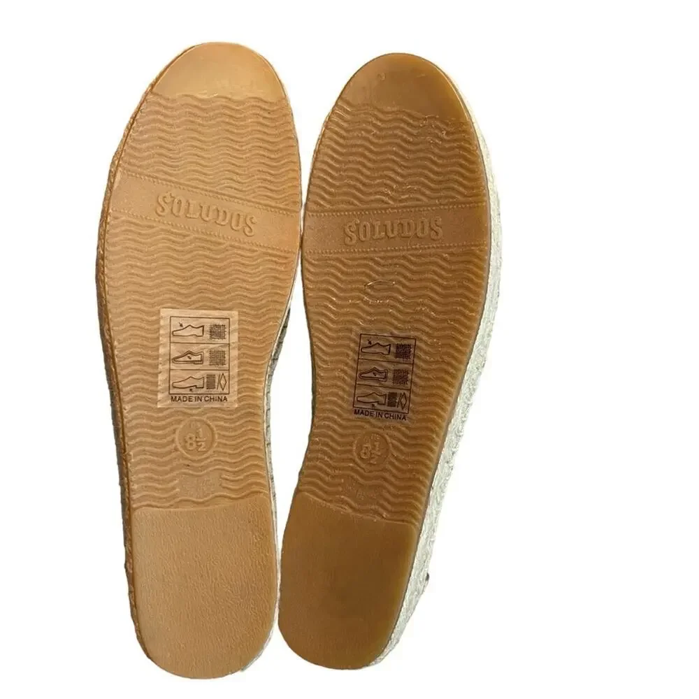 Soludos Lemon/Watermelon Platform Smoking Slipper Espadrille Chambray Size 8.5